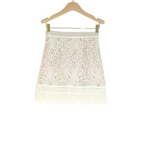 Lovers and Friends - Ella Floral & Polka Dot Lace & Sheer Mini Skirt Ivory / S